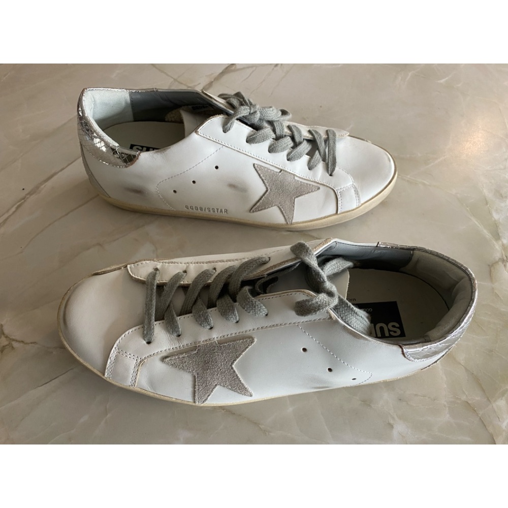 Golden Goose GGBD Super-Star Unisex White Silver 41 EUC/New?